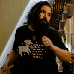 Wicked Clothes 'Wish You Peace' Shirt -Wicked Clothes Shop i will not tolerate your bullshit but i wish you peace shirt model 2