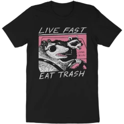 Wicked Clothes 'Live Fast, Eat Trash' Shirt -Wicked Clothes Shop live fast eat trash shirt raccoons opossum 1
