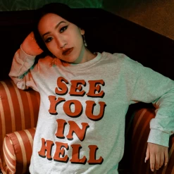 Wicked Clothes 'See You In Hell' Sweatshirt -Wicked Clothes Shop see you in hell shirt model